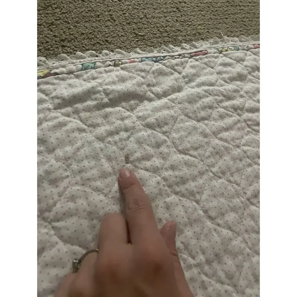 Vintage Handmade Ballerina‎ Bunny Rabbits Pastel Floral Baby Blanket